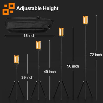 13200mAh Rechargeable Solar Work Light with Folding Stand and Carrying Bag, AODOO 8000 Lumen Stepless Dimmable , White/Warm/Nature White/RED(SOS) with Detachable Tripod (Orange) - color: Orange