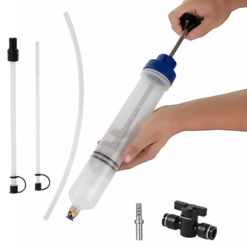 Fluid Extractor & Manual Automotive Fluid Extractor Pump Oil Syringe | with Suction Hose and Extension Tubes for Efficient Oil Change, Fuel Transfer Fluid Syringe (500ml Air Valve) - size: 500ml Air Valve