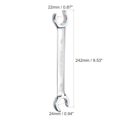 HARFINGTON Flare Nut Metric Wrench 22mm x 24mm CR-V Mirror Polished Chrome Plating Metric Wrench for DIY Hand-making Automotive Repairs and Household Maintenance - size: 22mm x 24mm