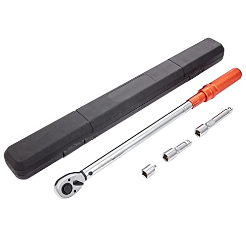 VEVOR 1/2-inch Drive Click Torque Wrench 25-250ft.lb/34-340n.m, Dual-Direction Adjustable Torque Wrench Set with Mechanical Dual Range Scales and Adapters Extension Rod - size: 25-250 FT.LB, style: 1/2-inch