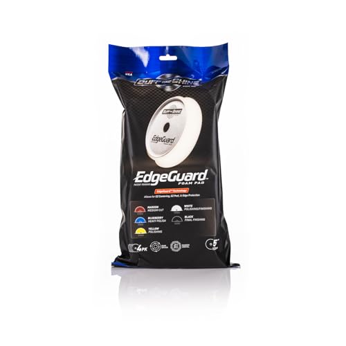 Buff and Shine - EdgeGuard Foam Buffing Pads - White - 5" Polishing and Finishing Pad - Pack of 4 - color: White, size: 5" (4 Pack)