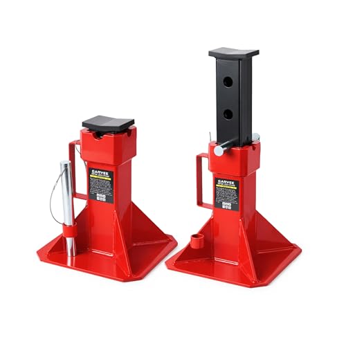22 Ton/44,000 Lbs Heavy Duty Pin Type Professional Car Jack Stands with Lock Adjustable Height to 19.7",Wide Base Safety Design for Supporting Trucks, Trailers and Equipment, 1 Pair, Red - color: Red