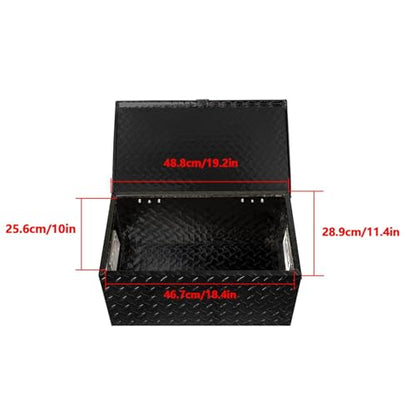 Silscvtt 20 * 12 * 9.6 Inch Black Aluminum Diamond Plate Tool Box with Key Locks - Durable Pickup Truck Toolbox