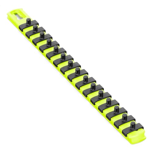 ERNST 13-Inch Socket Rail Organizer with 15 1/4-Inch Twist Lock Clips, High Visibility (8437HV) - color: Hi-viz, size: 1/4-Inch Twist Clips, style: 13-Inch