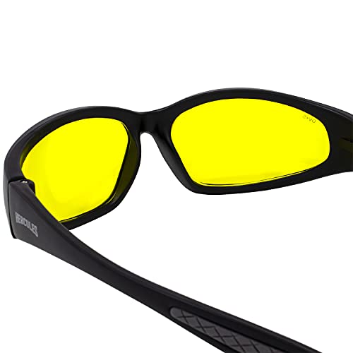 Global Vision Hercules Motorcycle Sunglasses Safety Riding Glasses Anti-Fog ANSI Rated - color: Black Frame/Yellow Lens