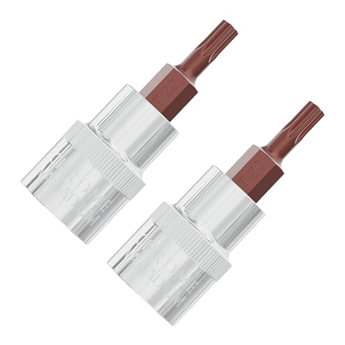 2PCS 3/8" Drive T20 Torx Bit Socket, S2 Steel Bits, Heat Treated CR-V Steel Star Sockets 1.9" Length - size: T20