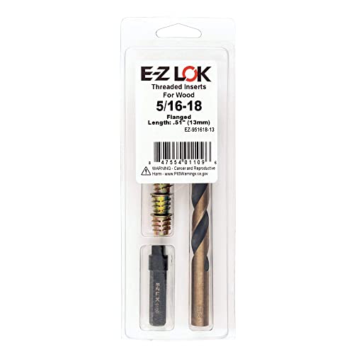 E-Z Hex Thread Repair Kit for Soft Wood Flanged Threaded Inserts 1/4-20 x 13mm, Drill, Installation Tool - size: 5/16-18 x 13mm, style: Flanged