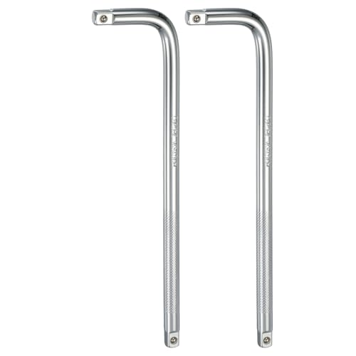 HARFINGTON 2 Pcs Socket Breaker Bar 3/8" Drive 10" Long 50BV30 Alloy Steel L-Shape Extension Bar Axle Nut Socket Wrench Hand Tool for Car Mechanical Equipment Repair, Silver - size: 3/8"x10"
