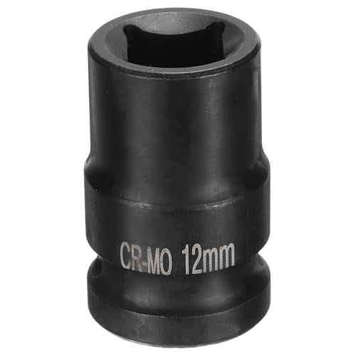 HARFINGTON 4 Point Square Socket 1/2" Drive 12mm Metric Square Impact Socket CR-MO Blackening Standard Wheel Sockets Pneumatic Socket Tool for Auto Repair Mechanical Maintenance Home Use - size: 12mm