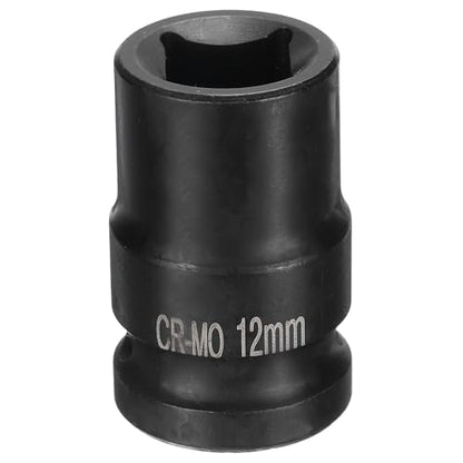 HARFINGTON 4 Point Square Socket 1/2" Drive 12mm Metric Square Impact Socket CR-MO Blackening Standard Wheel Sockets Pneumatic Socket Tool for Auto Repair Mechanical Maintenance Home Use - size: 12mm