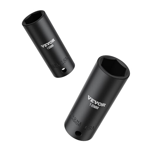 VEVOR Impact Socket Set 1/2 Inches 26 Piece Deep Sockets, 6-Point, Rugged Construction, Cr-V, 1/2 Inches Drive Socket Set Impact Metric 10mm - 36mm, with a Storage Cage - style: 1/2" 26PCS