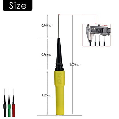 Piercing Clip Test Probe, 0.7mm Test Probe Pins, Non-Destructive Insulation Wire Piercing Needle, Piercing Probes Set for Banana Socket Plug Car Tester (4 Pcs)