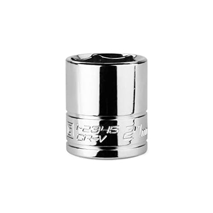 Capri Tools 21 mm Shallow Socket, 3/8-Inch Drive, 6-Point, Metric - size: 21 mm