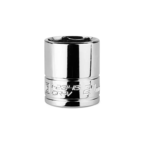 Capri Tools 21 mm Shallow Socket, 3/8-Inch Drive, 6-Point, Metric - size: 21 mm