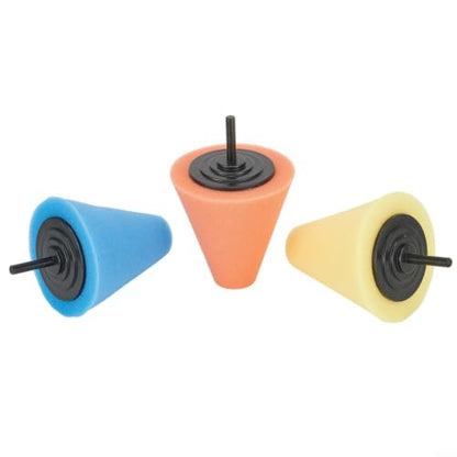 3Pcs Polishing Cone Wheel Polishing Pads Buffing Foam Pad Sponge | Drill Attachment Polishing Sponge Cone Set, Buffing Pads Kit for Wheel Hubs, Bumpers, Door Handles, Aluminum, Stainless Steel