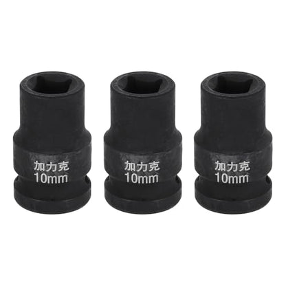 HARFINGTON 3pcs 4 Point Square Socket 1/2" Drive 10mm Metric Square Impact Socket CR-V Blackening Standard Wheel Sleeve Pneumatic Sleeve Tool for Auto Repair Mechanical Maintenance Home Use - size: 10mm