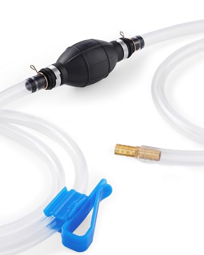 Gas Siphon Hose Pump, Manual Fuel Transfer Pump for Gasoline, Diesel, Water | Fast Flow Hand Syphon Pump w/ Thickened Hose, Portable Fluid Transfer Pump for Gas Can, Lawn Equipment, Emergency Refueling