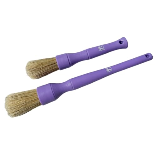 Thor Boars Hair Brush Set (Purple) – Natural Boar Bristle Detailing Brushes Interior & Exterior Cleaning for Dash, Vents, Trim, Emblems, Ergonomic Handles (Professional 2-Piece Set) - color: Purple