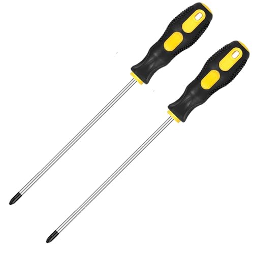 2Pcs Phillips Screwdrivers, Magnetic 8 Inch Shaft Non-Slip Grip Screwdriver PH2 Cross Head 6mm Tip Screwdriver - color: 8 Inch Phillips