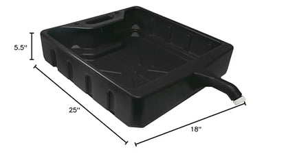 WirthCo Funnel King 20 Quart Open Drain Pan, Heavy-Duty Polyethylene Oil Change Catch Pan, 25 x 18 x 5.5 Inches (32972)