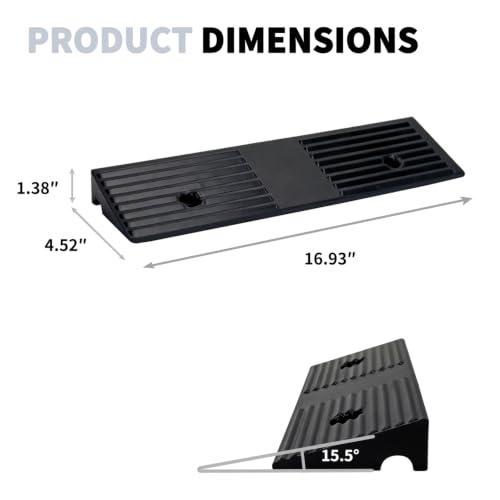 1.5 Inch Rise Rubber Curb & Threshold Ramp 2 PCS 16.93"x4.52" | 7000lbs capacity, suitable for driveway, sidewalk, shed entry, cars, motorcycles, lawn mowers, Durable, Sturdy - size: 1.5"Height