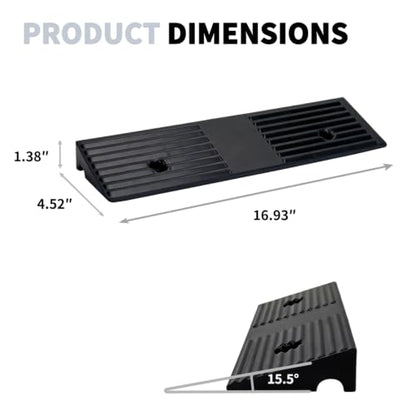 1.5 Inch Rise Rubber Curb & Threshold Ramp 2 PCS 16.93"x4.52" | 7000lbs capacity, suitable for driveway, sidewalk, shed entry, cars, motorcycles, lawn mowers, Durable, Sturdy - size: 1.5"Height