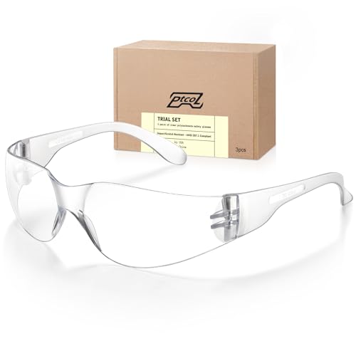3 Pack Safety Glasses Bulk Pack Crystal Clear Lens Unisex Anti-Scratch Protective Goggles Impact Resistant Eyewear with ANSI Z87.1 Certified for Construction, Shooting and Laboratory - color: Clear, size: 3 Pack Adult Size