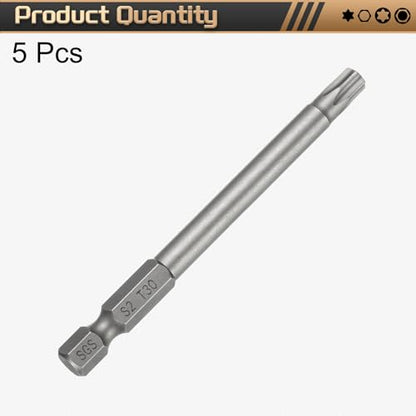HARFINGTON 5pcs T30 Torx Head Screwdriver Bit 1/4" Hex Shank 3.15" (80mm) Long Magnetic No Hole Tip Tamper Proof 6 Point Star Screw Driver Drill Bits S2 Steel Industrial Power Screwdrivers - size: T30 x 3.15"(80mm)