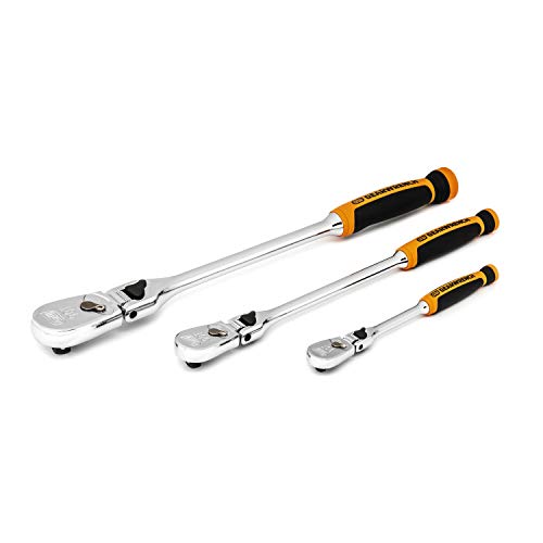 GEARWRENCH 3 Pc. 1/4", 3/8" & 1/2" Drive 90 Tooth Dual Material Locking Flex Head Ratchet Set - 81298T, Multi, One Size - style: 90 Tooth Dual Material Locking Flex Head