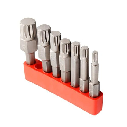 Yakamoz 7Pcs XZN Triple Square Bit Set - 1/4’’ Hex Shank Magnetic Spline Bit 12-Point Torx Screwdriver Bits for Electric Impact Tools, M4-M12, S2 Steel