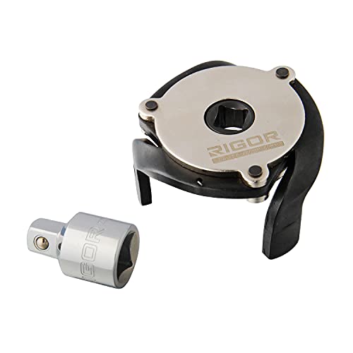 RIGOR 23026 Adjustable Oil Filter Wrench, 3-Jaw Adjustable Magnetic Oil Filter Wrench, 3/8" Drive, 2.4" to 3.6" Range, Include 1/2" F to 3/8" M Drive Adapter