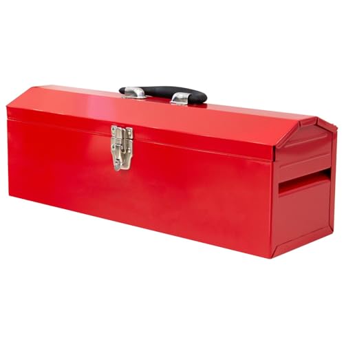 19inches Portable Tool Box, Metal Tool Box, Ideal for Trailer, Mechanic, DIY-ers, Car Toolbox, Workshops, Garages, Repair Shops,Red - size: 1p-19in-R