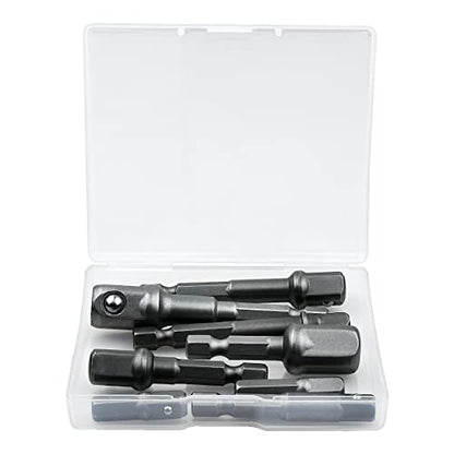 8 Pcs Drill Bit Adapter Impact Grade Socket Adapter Set Hex Shank Drill Nut Driver Bit Set Sizes 1/4", 3/8", 1/2-Inch for Screwdriver, Cordless Drill, Power Drill