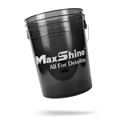 Maxshine 5 Gallon Detailing Bucket - Black Universal Car Wash Bucket for Auto Detailing, Scratch-Free Washing, Garage Storage, Holds Soap, Foam Cannon, Brushes & Microfiber Towels - color: 5g Bucket (Smoke)