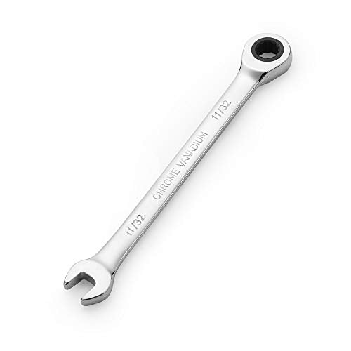 FLZOSPER 11/32 in. SAE Ratchet Wrench,Box End Head 72-Tooth Ratcheting Combination Wrench Spanner - size: 8.73mm