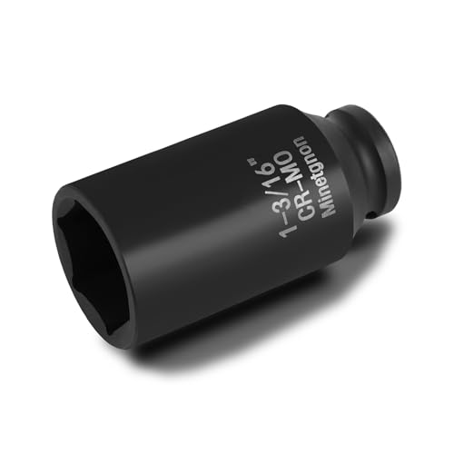 1-3/16 Socket Deep 1/2 Drive Impact Socket 6 Point CR-MO Axle Nut Heavy-Duty Socket SAE for Easy Removal & Installation of Wheel Hub & Axle Shaft Nuts - color: Deep_6 Pt_1/2, size: 1-3/16