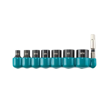 Makita E-01703 Impact XPS™ 8 Pc. 1/4" Drive 6-Point SAE Impact Socket Set w/Standard Socket Adapter | 6-Point Openings | Forged Steel Build | Laser-Etched Sizes | Black Oxide Finish | Standard Socket Adapter Included - style: SAE