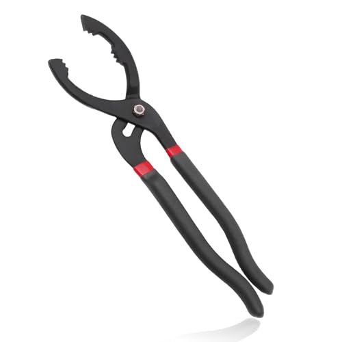 12" Adjustable Oil Filter Pliers, Automotive Oil Filter Wrench with Non-Slip Handles & Locking Jaws, Carbon Steel Removal Pliers Tool for Cars Trucks Motorcycles Engine Filters (Black) - color: Black