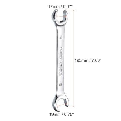 HARFINGTON Flare Nut Metric Wrench 17mm x 19mm CR-V Mirror Polished Chrome Plating Metric Wrench for DIY Hand-making Automotive Repairs and Household Maintenance - size: 17mm x 19mm