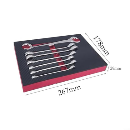 7PCS 6-21mm Double-End Metric Flare Nut Wrench Set in Chrome Vanadium Steel, for Automotive Fuel Brake Air Conditioning and Plumbing Jobs