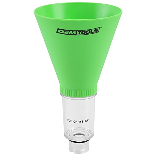 OEMTOOLS 87019 No Spill Oil Funnel for Chrysler Dodge Jeep, Oil Funnel for Oil Change, Transparent Chamber, Plastic, Funnels for Automotive Use - size: Chrysler, Dodge, Jeep, Ram, and Mitsubishi