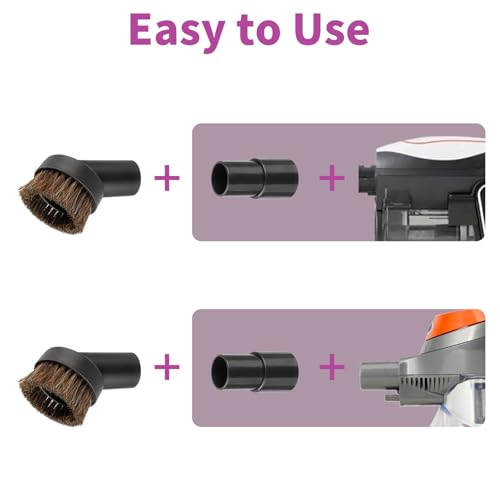 Vacuum Attachments & Brushes, Horsehair Round Brush with 1-1/4 to 1-3/8 Inch Vacuum Hose Adapter, Vacuum Brush Attachment for Shark and Shop Vac Attachments and Most Household Vacuum Cleaners - style: 2-Pcs