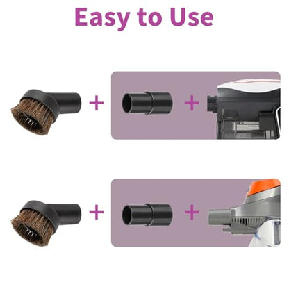 Vacuum Attachments & Brushes, Horsehair Round Brush with 1-1/4 to 1-3/8 Inch Vacuum Hose Adapter, Vacuum Brush Attachment for Shark and Shop Vac Attachments and Most Household Vacuum Cleaners - style: 2-Pcs