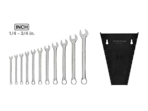 TEKTON Combination Wrench Set, 11-Piece | WCB91103 - size: 11-pc. (1/4-3/4 in.), style: Rack