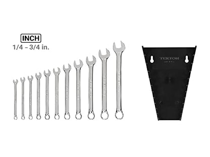 TEKTON Combination Wrench Set, 11-Piece | WCB91103 - size: 11-pc. (1/4-3/4 in.), style: Rack