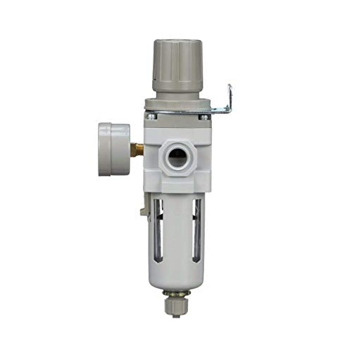 PneumaticPlus SAW300-N03BG Compressed Air Filter Regulator Piggyback Combo 3/8" NPT - Poly Bowl, Manual Drain, Bracket, Gauge - style: Poly Bowl - Manual Drain