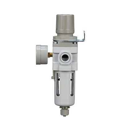 PneumaticPlus SAW300-N03BG Compressed Air Filter Regulator Piggyback Combo 3/8" NPT - Poly Bowl, Manual Drain, Bracket, Gauge - style: Poly Bowl - Manual Drain
