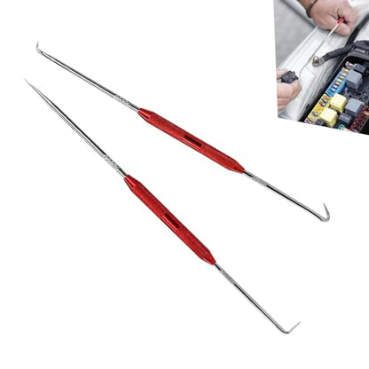 2 PCS Hook and Pick Set Puller Remover, Double-ended Carbon Steel O-ring Seal Tool, Non-slip Handle Precision Automotive Pick Tool Set, Universal for Most Cars, Trucks, SUVs (Red) - color: Red