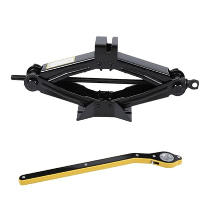 2PCS Car Scissor Jack Kit, Max 2 ton (4,409 lb) Capacity Automotive Lift Jacks Tool with Ratchet Wrench, Portable Heavy Duty Vehicle Tire Emergency Repair Accessory for SUV, MPV (Black)
