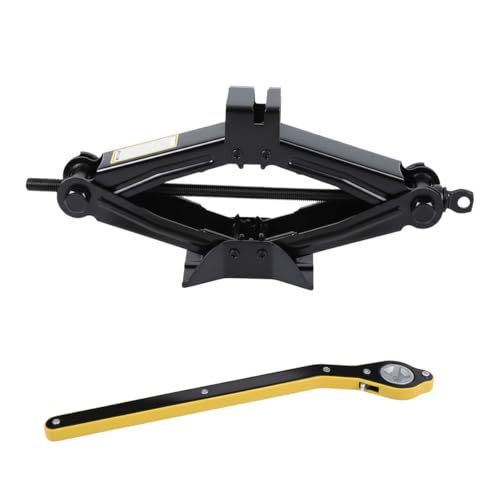 2PCS Car Scissor Jack Kit, Max 2 ton (4,409 lb) Capacity Automotive Lift Jacks Tool with Ratchet Wrench, Portable Heavy Duty Vehicle Tire Emergency Repair Accessory for SUV, MPV (Black)